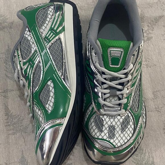 Bottega Veneta Green & Silver Sneakers - Picture 7 of 8